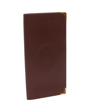 Authentic Leather Long Wallet in Wine Red by Cartier
