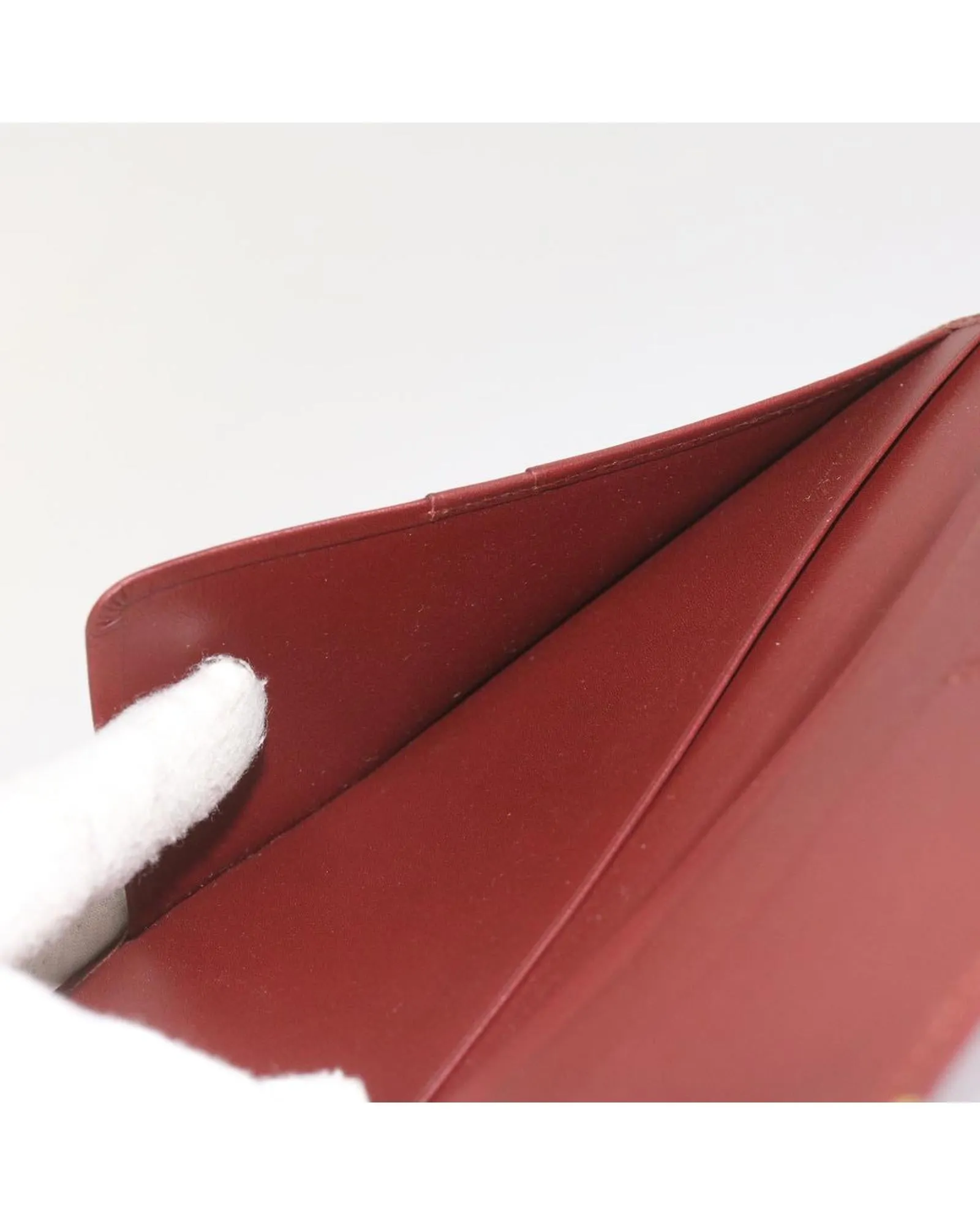 Authentic Leather Long Wallet in Wine Red by Cartier