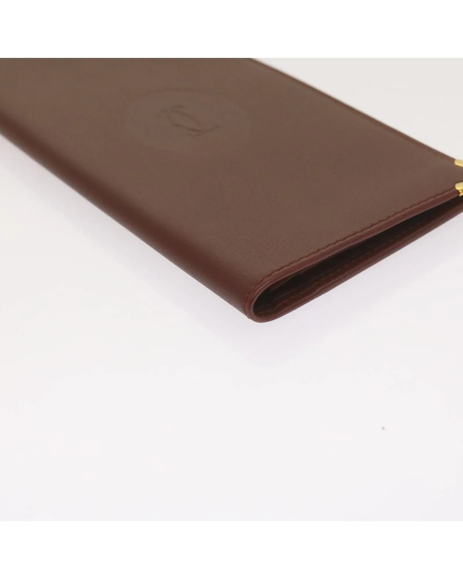 Authentic Leather Long Wallet in Wine Red by Cartier