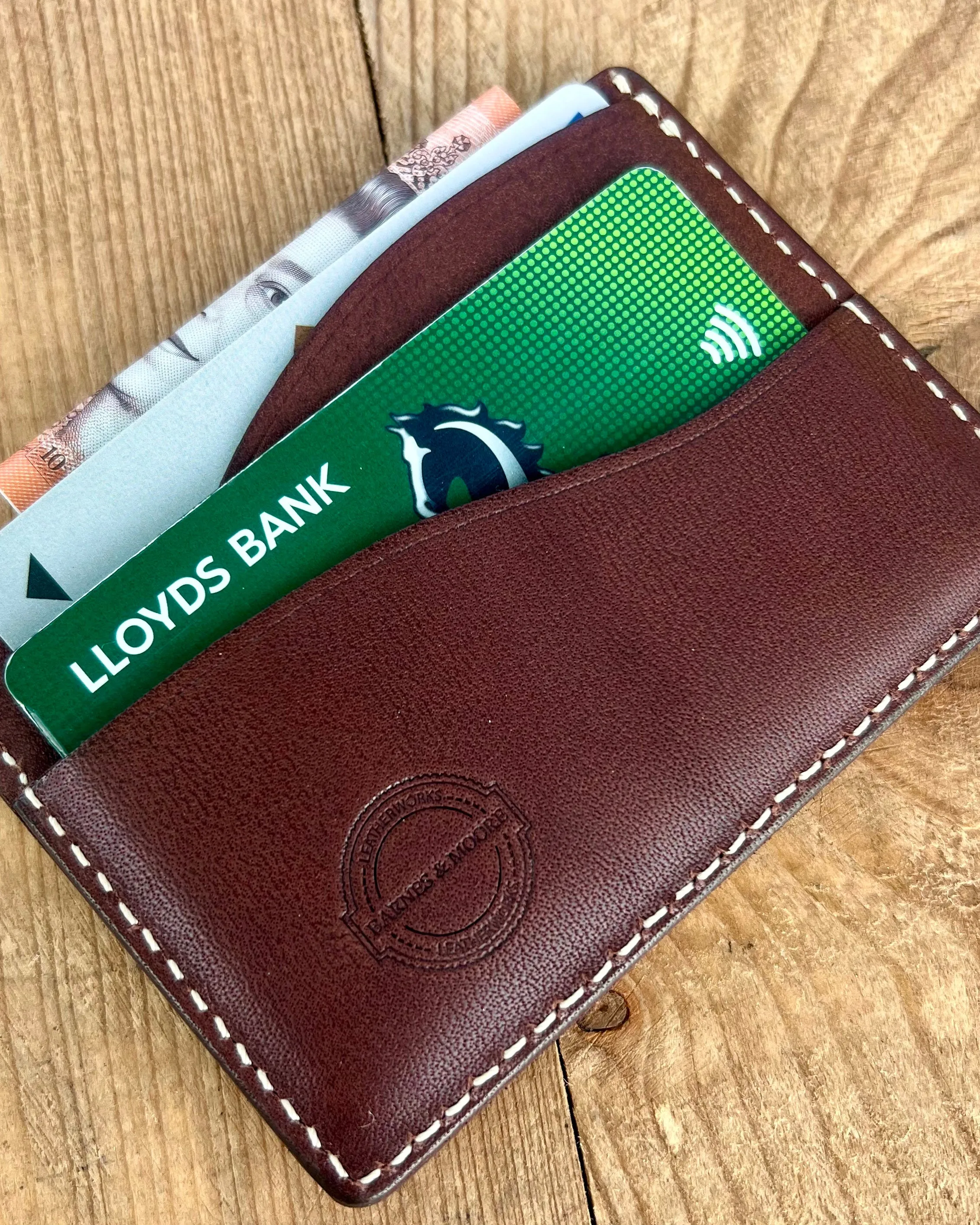 Barnes and Moore Drayman Leather Cardholder - Deep Honey
