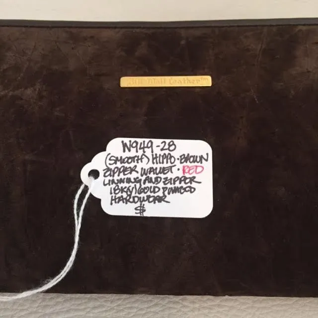 Large Zipper Wallet in Dark Brown Hippo Leather