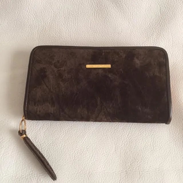 Large Zipper Wallet in Dark Brown Hippo Leather