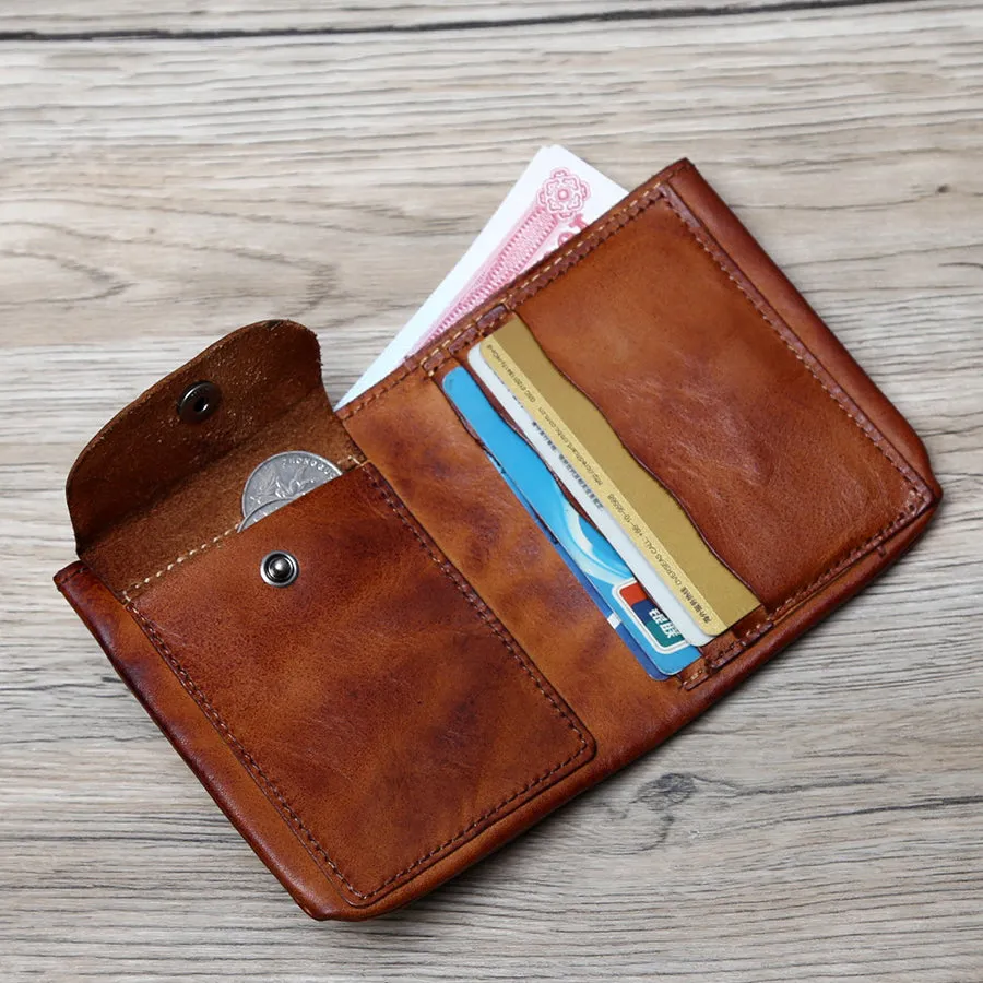Retro Handmade Leather Coin Card Holder Wallet