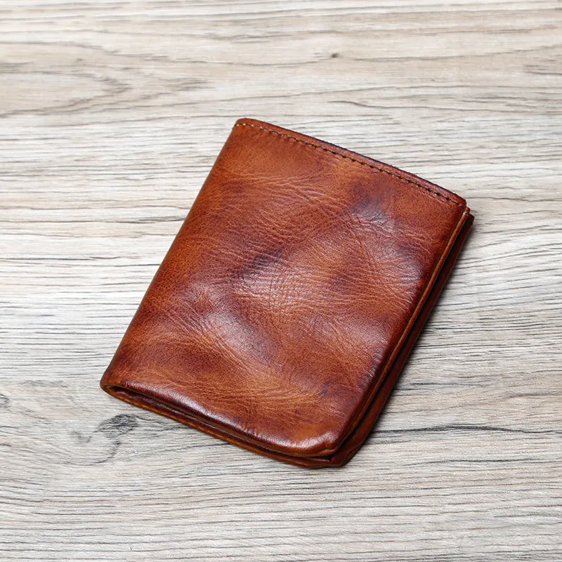 Retro Handmade Leather Coin Card Holder Wallet