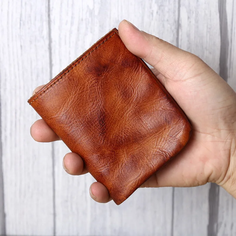 Retro Handmade Leather Coin Card Holder Wallet